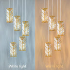 Gold Pendant Lighting Modern Pendant Light, Mini Crystal Chandeliers,Adjustable Pendant Light Fixture for Kitchen Island Dinning Room Bedroom (5 Light)