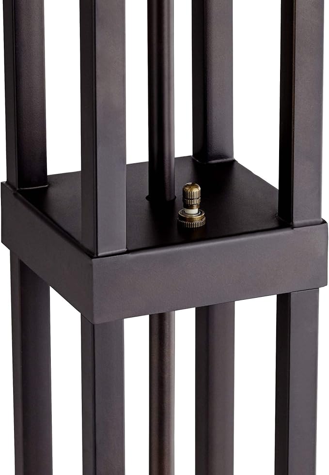 Robert Louis Tiffany Ranier Mission Tiffany Style Standing Floor Lamp with Night Light LED 59.5" Tall Bronze Copper Multicolored Stained Art Glass Shade Decor for Living Room Reading House Bedroom