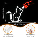 LISIGNVE Cat Handshake Neon Sign Human Beings and Animals Neon Light for Wall USB Light Up Sign Cat Led Sign for Pet Shop Bedroom School Museum Zoo (16.5”*12.6”)