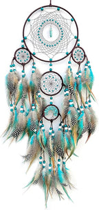 Large Dream Catchers,Boho Handmade Woven Turquoise Dream Catcher Wall Hanging Ornament for Bedroom Living Room Apartment Wedding Party Decor, Festival Blessing Gift (Turquoise)