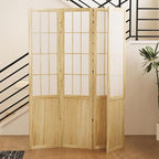 5.6FT Room Divider and Folding Portable Partition Screen, Chinese Japanese Shoji Style for Room Separation - 4 Panel (Natural)