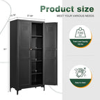 Letaya Black Storage Cabinet with Feets-Metal Home Kitchen Pantry Cabinets with Doors and Adjustable Shelves,Organization Locker for Cupboard/Bedroom/Dining/Living/Bathroom/Office/Garage Room (Black)
