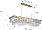 Wellmet Gold Chandelier 57 inch, 13-Light Modern Rectangular Crystal Chandelier Ceiling Hanging, Linear Chandeliers Light Fixture for Living Room, Dining Room, Bedroom, Kitchen Island