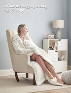 YnM Chunky Throw Blanket, Medium-Weight, Hand Knitted, Skin Friendly, Ventilated and Breathable, Machine Washable, Home Décor Piece for Couch, Sofa and Bed (White, 60x80 Inch)