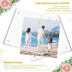 Handepo 12 Pcs Acrylic Picture Frame Bulk Clear Acrylic Photo Frame Magnetic Desktop Display Double Sided 20 mm Thickness Freestanding for Bedroom Living Room Home Office(4 x 4)