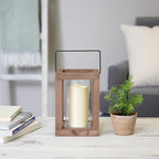 Zingz & Thingz Wooden Candle Lanterns, Decorative Light Home Decor, 9" Tall, Rustic Garden