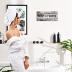 Jetec Farmhouse Bathroom Decor, Fresh Soap and Water Sign Vintage Bathroom Wood Plaque Rustic Wall Decor for Wall Art Decoration Restroom(Novel)