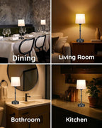 Cordless Led Table lamp,6000mAh Battery Powered Table Light,Wireless Lamps for Living Room Restaurant/Patio/Home Bar/Dining/Dinner/Bedside/Nightstand/Desk lamp-Touch Lamp-Black/Vintage