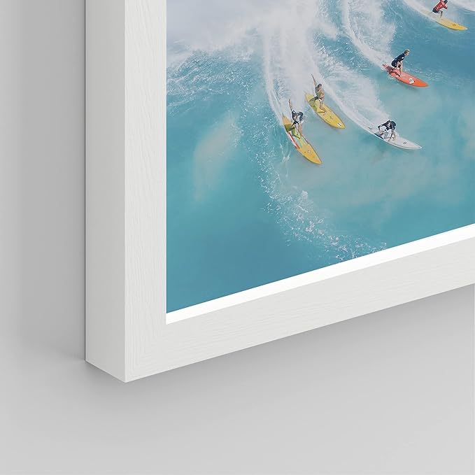 SIGNWIN Framed Ocean Nautical Landscape Wall Art, Set of 4 Surfing Surfboard Aerial View Wall Decor Prints, Nature Wilderness Wall Décor for Living Room, Bedroom - 12"x16" White