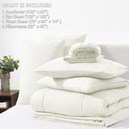 CozyLux King Size Comforter Set Ivory - 7 Pieces Bed in a Bag, Cream Off White Comforter King Size, Bedding Sets with All Season Quilted Comforter, Flat Sheet, Fitted Sheet, Pillowcases