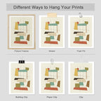 SIGNWIN Adhesive Canvas Poster Mid-Century Modern 1960s Vintage Nordic Polygons Abstract Geometric Digital Art Modern Art Decorative Zen Multicolor Minimalism for Bedroom - 12"x16"x4