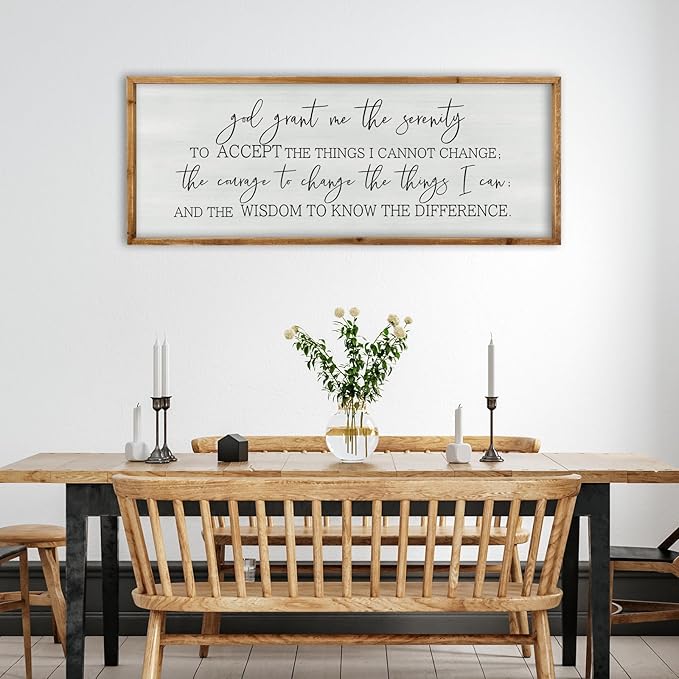 ZZJJHYWGQ God Grant Me Prayer Wall Decor Christian Serenity Prayer Sign 32"×12" God Jesus Catholic Prayer Bible Verse Inspirational Quotes for Living Room Bedroom Office Large Hanging Art (Wood)