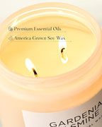 M&SENSE Gardenia Jasmine Scented Candle, 110 Hours Slow Burning Clean Non Toxic 19.4oz 2 Wicks Highly Scented Aromatherapy Candle for Housewarming Gifts, Long Lasting Fragrance for Bath & Office