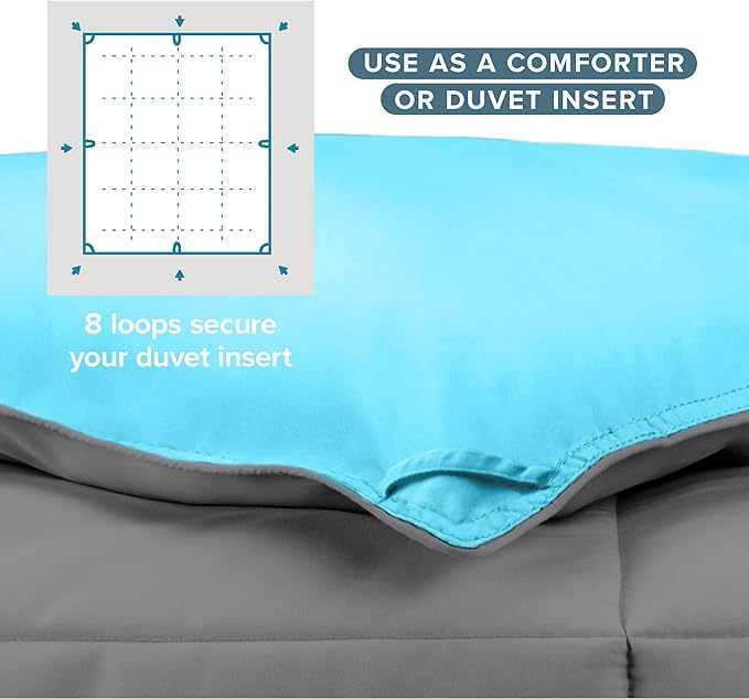 Bare Home Twin/Twin Extra Long Comforter - Reversible Colors - Goose Down Alternative - Ultra-Soft - Premium 1800 Series - All Season Warmth - Bedding Comforter (Twin/Twin XL, Grey/Aqua)