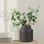 Rustic Vases for Decor, Farmhouse Ceramic Vase for Flowers, Vintage Decorative Vase for Home Decor, Dining Table, Living Room, Shelf, Kitchen, Bedroom (Dark Brown)