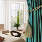 Fenghuangwu Curtain Tiebacks Handmade Elegant Curtain Tie Backs Holdbacks with Tassel for Home Office Decor 2 Pack - Green