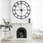 LEIKE 40 Inch Extra Large Wall Clock, Decorative Oversized Arabic Numerals Battery Operated Black Metal Wall Clocks for Living Room,Kitchen,Office, Farmhouse,Entrance Decor