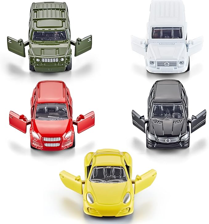 KIDAMI Die Cast Metal Toy Cars Set of 5, Openable Doors Pull Back Car Gift Pack for Kids (Private car)