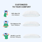 Shredded Memory Foam Pillows King Bed Pillows Set of 1, Summer Cooling Pillows for Hot Sleepers with Washable Pillowcase, and Winter Soft Dual Sided Pillow for Back and Stomach Sleepers