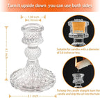 Glass Candlestick Holder,Striped Taper Candle Holders,Set of 6 Candle Stand for Table Centerpieces, Home Decor,Weddings,Festival and Parties (Clear Dimond Pattern)