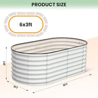 2 Pcs 6x3x2ft Oval Raised Garden Bed, Galvanized Raised Beds,Open-Ended Base Metal Raised Planter Beds,Garden Bed Outdoor,Planter Raised Boxes for Vegetables, Flowers,Tool-Free Asse,White