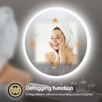 S·BAGNO 40'' Round Bathroom Mirror with Lights, LED Bathroom Vanity Wall Mirror with Anti-Fog, Stepless Dimmable, 3 Colors, Tempered Glass Lighted Vanity Smart Mirror for Bathroom(No Bluetooth)