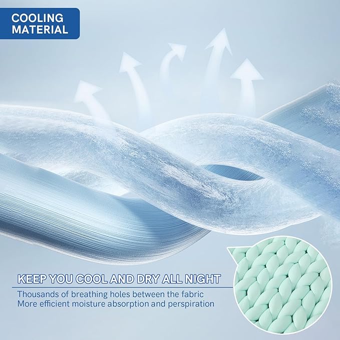 YnM Cooling Chunky Throw Blanket, Medium-Weight, Hand Knitted, Skin Friendly, Ventilated and Breathable, Machine Washable, Home Décor Piece for Couch, Sofa and Bed (Menthe Green, 40x50 Inch)