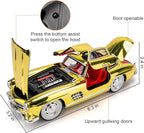 1/24 300SL Diecast Car Model Toy, Collectible 300SL Vintage Car with Sound and Light, Zinc Alloy Pull Back Toy Vehicle for Adult Boys Girls (Yellow)