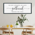 SRSZHIYUE The Best Memories Are Made Gathered Around The Table Sign Wall Decor Art 32"×12" for Kitchen Dining Room Large Wood Framed Wall Hanging (Black)