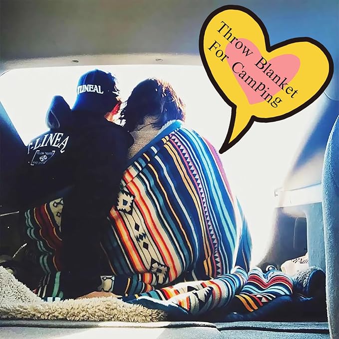 UKELER Bohemian Sherpa Throw 80'' x 60''- Soft Plush Flannel Boho Throw Blankets for Bed/Couch/Sofa/Office/Camping