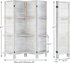 Room Divider with Shelves, Privacy Screen, Room Dividers and Folding Privacy Screens, 4 Panel Wood Temporary Wall Partition Separation Separator, Coconut