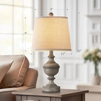 PARTPHONER Retro Table Lamps Set of 2, Bedside Lamp for Bedroom Rustic Farmhouse Table Lamps for Living Room, Vintage Nightstand Lamps with White Shades, Grey