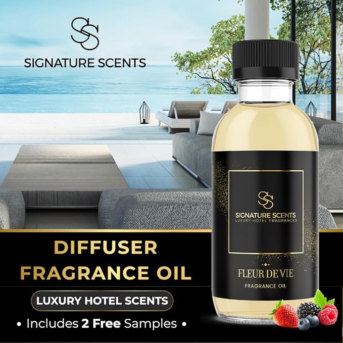 Luxury Hotel Inspired Fragrance Oils for Diffusers - 4.05 Fl Oz with Bonus Samples (4.05 Fl Oz, Fleur De Vie)