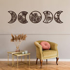 Jetec 5 Pcs Moon Phase Wall Hanging Decor Art Above Bed 10.6" H Boho Moon Phase Wood Wall Pediment Ornament for Living Room Bedroom Home Decoration Room Apartment Bar(Brown)