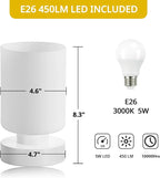 Cordless Bedside Lamp, Portable Rechargeable Table Lamps for Bedroom for Night Stands, Touch Stepless Dimmable Desk Lamp, Warm LED Bulb, Cylindrical Shape, 1 Set, White