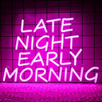 Bar Neon Sign Late Night Early Morning Neon Signs for Wall Decor Beer LED Neon Sign Pink Letter Neon Light Sign Dimmable Neon Lights for Bedroom Bar Party Hotel Club Party Man Cave Decor