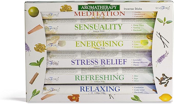 120 Sticks of Stamford Premium Aromatherapy Hex Range Incense Sticks - Relaxing, Stress Relief, Meditation, Refreshing, Sensuality & Energising Incense Gift Pack. by Stamford