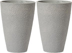 LA JOLIE MUSE 20 inch Tall Planters Set of 2, Tall Round Planters for Outdoor Plants, Grey Flower Pots for Front Door,Patio and Deck,Honeycomb.