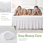 RIMELA Bed Skirt Wrap Around Elastic Dust Ruffles Solid Color Wrinkle and Fade Resistant with Adjustable Elastic Belt Easy to Install White for King & California King Size 18 Inch Drop