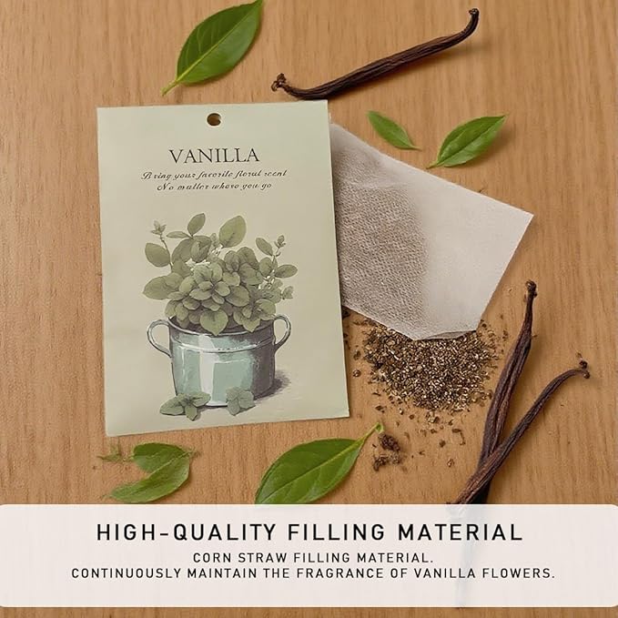 Vanilla Scented Sachet Bags - 12 Pack Home & Car Freshener, Odor Eliminator for Closets, Rooms, Drawers, Wardrobes, Toilets, Long - Lasting 360 - Day Fragrance
