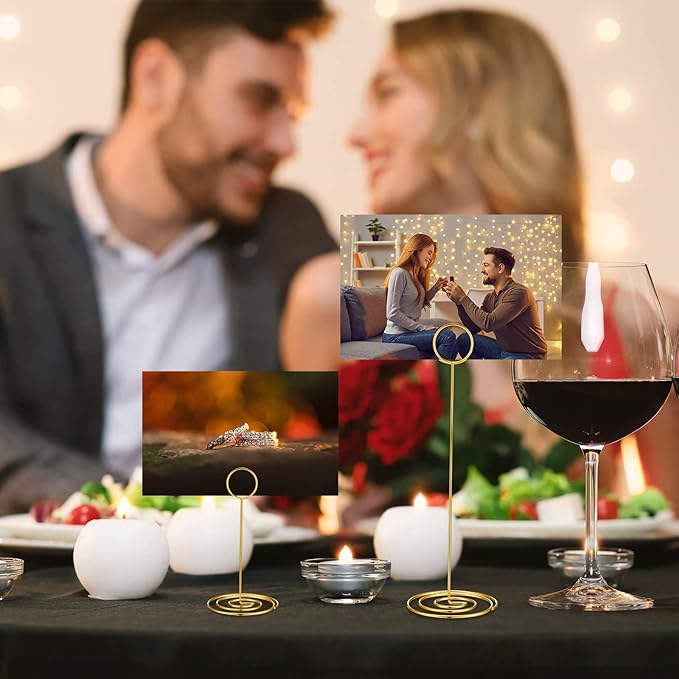 Teling 36 Pieces Table Number Holders 3 Size Place Card Holder Name Numbers Menu Memo Note Card Picture Photo Clip Stand Table Sign for Wedding Anniversary Party Display(Gold)