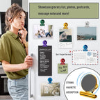 FINDMAG 12 Pack Magnetic Clips for Photo Display and Picture Hanging, Heavy Duty Scratch-Free Fridge Magnets, Strong Clips for Photo Display, Whiteboard, Office, Kitchen, School, 30mm Wide, Gold.