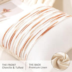 Boho Throw Pillow Covers 18x18 Set of 2 Christmas Decorative Cushion Case Striped Square Pillows Cover Chenille Pillow Cases Accent Neutral Pillowcase for Sofa Couch Bed,White Wine-red