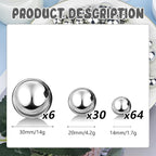 100PCS Silver Faux Pearls Beads for Centerpiece Vases, Vase Filler Faux Pearls, No Holes Filler Beads for Party Anniversary Birthday Wedding Table Decor, 14/20/30mm