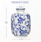 Hollyone Blue and White Porcelain Vase Large Chinoiserie Floral Vintage Tall Blue Ceramic Vases for Home Mantle Shelf Living Room Table Centerpieces Decor, 7.3 Inch
