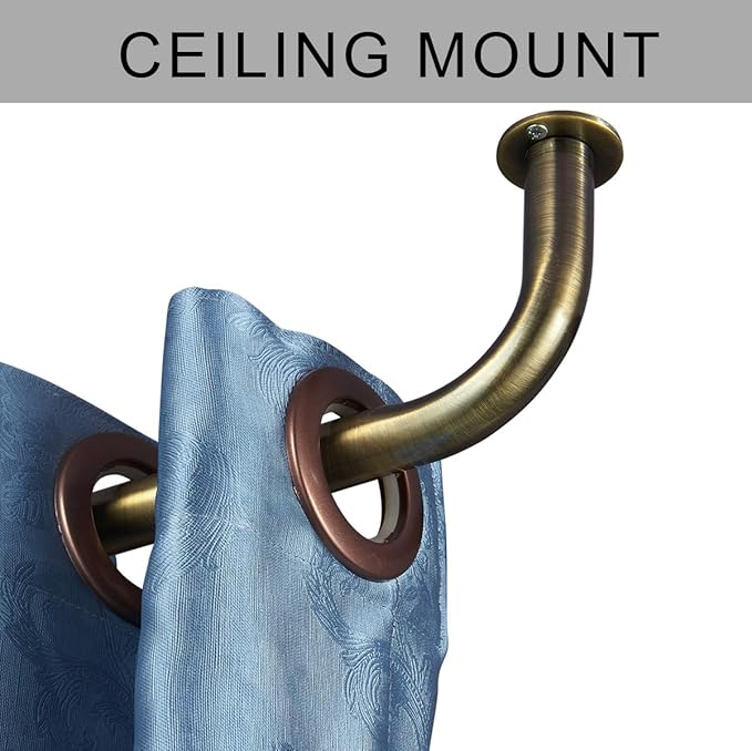 Room Darkening Curtain Rod, Wrap Around Design, Extra-Thick 1-Inch Diameter Single Drapery Rod, Extendable Metal Rod Set for the Blackout Curtains and Sheer (Antique Bronze, 84-120")