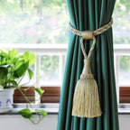 Fenghuangwu Curtain Tiebacks Handmade Elegant Curtain Tie Backs Holdbacks with Tassel for Home Office Decor 2 Pack - Beige