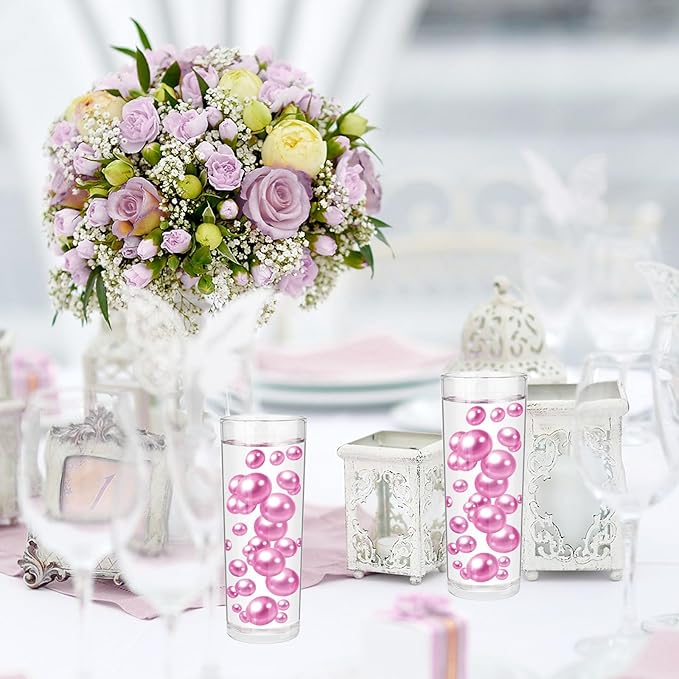 100PCS Dark Purple Faux Pearls Beads for Centerpiece Vases, Vase Filler Faux Pearls, No Holes Filler Beads for Party Anniversary Birthday Wedding Table Decor, 14/20/30mm