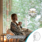 Dragonfly with Flower Suncatcher Stained Glass Window Hanging - 8” Stained Glass Suncatchers for Windows - Sun Catchers Indoor Window Catcher with Hooks and Chain - Birthday Gifts for Mom Grandma