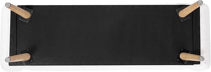 HomePop Modern Storage Bench with Wood Legs Home Décor|Bench with Storage for Living Room & Bedroom - Sherpa Cream